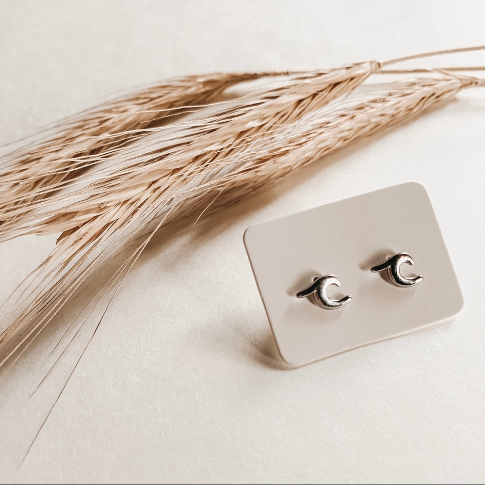 Silver Ocean Summer Wave Dainty Stud Earrings